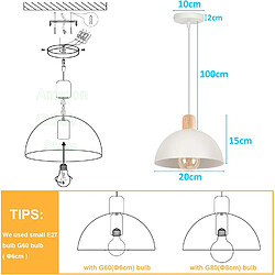 STOEX 2PCS 20CM Lustre En Métal Vintage Suspension Luminaire Moderne D'Intérieur Blanc pas cher