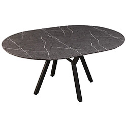 Pegane Table à manger ronde extensible - Noir
