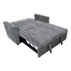 Acheter Pegane Canapé-lit, canapé 2 places convertible en velours côtelé coloris gris - Longueur 140 x Largeur 99 x Hauteur 88 cm