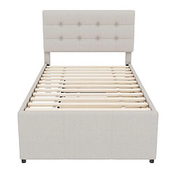 DZMDIP Lit gigogne - 2 places - 90x200cm&90x190cm - 3 tiroirs - Tête de lit réglable - Sommier à lattes - Beige pas cher