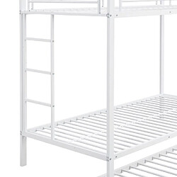 Avis DZMDIP Lit Superposé Enfant 90x200 cm Cadre de Lit en Fer avec Lit Gigogne, Blanc