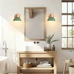 STOEX (2X) Applique Murale Rétro 15CM Moderne ,Bois Et Métal, Angle Réglable, (Vert)