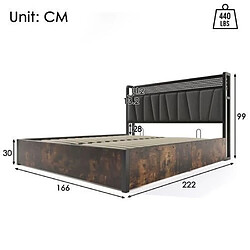 Avis DZMDIP Lit double 160x200cm - Métal - Recharge USB - Éclairage LED - Contrôle App