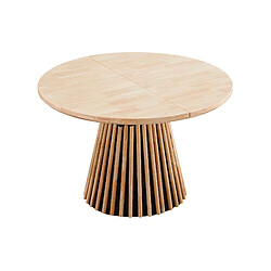 Pegane Table à manger ronde extensible coloris Chêne nordique/noir - Longueur 100-140-180 x Largeur 100 x Hauteur 76 cm