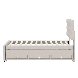 Acheter DZMDIP Lit gigogne - 2 places - 90x200cm&90x190cm - 3 tiroirs - Tête de lit réglable - Sommier à lattes - Beige