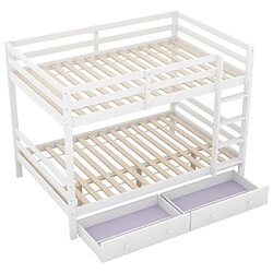 Avis DZMDIP Lit Lit superposé enfant 140x200 cm Lit 2 personnes Avec tiroirs, espace de rangement, rails hauts, blanc