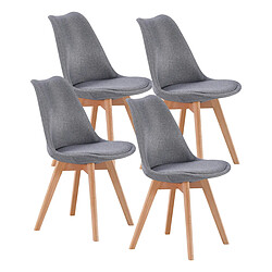 Pegane Lot de 4 chaises de salle à manger rembourrés coloris gris - Longueur 48 x Largeur 54 x Hauteur 84 cm