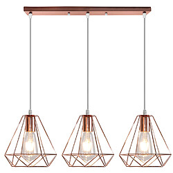 STOEX Suspension Luminaire Vintage Ø200MM Rétro Plafonnier Hauteur Réglable 3 Supports Or Rose