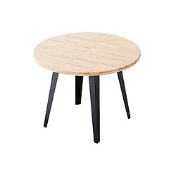 Pegane Table à manger ronde extensible - Chêne nordique
