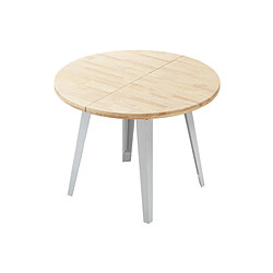 Pegane Table à manger ronde extensible - Chêne nordique