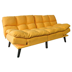 Avis Pegane Canapé-lit rembourré , canapé convertible en lit en tissu coloris Moutarde - Longueur 183 x Largeur 86,5 x Hauteur 81 cm