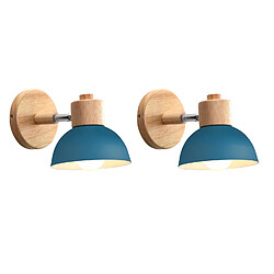 STOEX (2X) Applique Murale Rétro 15CM Moderne ,Bois Et Métal, Angle Réglable, (Bleu)