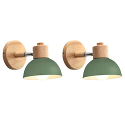 STOEX (2X) Applique Murale Rétro 15CM Moderne ,Bois Et Métal, Angle Réglable, (Vert)