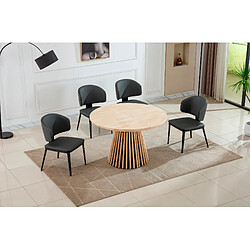 Pegane Table à manger ronde extensible coloris Chêne nordique/noir - Longueur 100-140-180 x Largeur 100 x Hauteur 76 cm