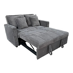 Avis Pegane Canapé-lit, canapé 2 places convertible en velours côtelé coloris gris - Longueur 140 x Largeur 99 x Hauteur 88 cm
