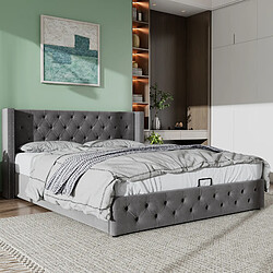 OKWISH Lit Coffre 180x200 cm Lit adulte - Gris