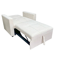 Acheter Pegane Canapé-lit, canapé 1 place convertible en velours côtelé coloris crème - Longueur 99 x Largeur 99 x Hauteur 88 cm
