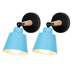 STOEX 2PCS Applique Murale Moderne En Bois Lampe Murale Rétro Minimaliste E27 Bleu