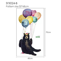 Autocollants muraux animaux de dessin animé pour chambres d'enfants, lapin ballon, autocollants muraux décoratifs 3D pour chambres d'enfants, grands autocollants muraux pour enfants~00939