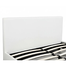 Acheter Homy France Lit 2 places MELBOURNE simili cuir BLANC 160x200 cm avec sommier intégré