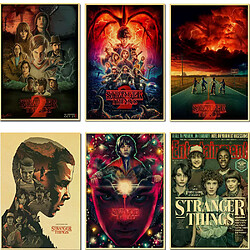 Affiche rétro Stranger Things saison 2, papier kraft, décoration murale vintage pour bar, café, maison~01861