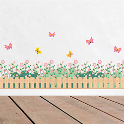 Autocollants muraux en PVC motif fleurs pastorales, clôture, papillons, pour bureau, magasin, chambre à coucher, décoration d'intérieur~00741 