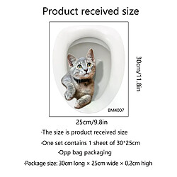 Autocollant 3D mignon pour bac à litière, autocollant pour couvercle de toilette, autocollants muraux 3D, accessoires de toilette animaux, amusant pour la décoration de la salle de bain à la maison~01334