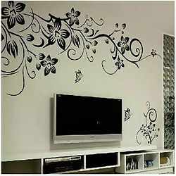 Autocollants muraux tendance et magnifiques, en vinyle amovible, motif fleurs et vignes, pour décoration murale de salon~00037