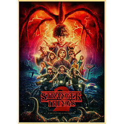 Affiche rétro Stranger Things saison 2, papier kraft, décoration murale vintage pour bar, café, maison~01836