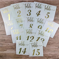 Décorations de mariage, autocollants pour numéros de table, plaque murale en vinyle pour mariage, numéros de table, cadres, bouteilles, cartes, bougies, vases~00878