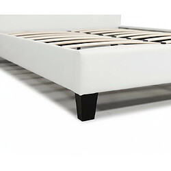 Homy France Lit 2 places MELBOURNE simili cuir BLANC 160x200 cm avec sommier intégré pas cher