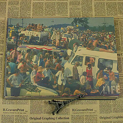 Festival de musique rock de Woodstock, peinture rétro en papier kraft, affiche classique, papier vintage, décoration murale, salon, chambre à coucher~01983
