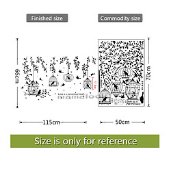 Autocollants muraux en PVC à motifs de silhouettes de cages à oiseaux et de feuilles noires, pour fond de télévision, pour salle à manger, dortoir~01313