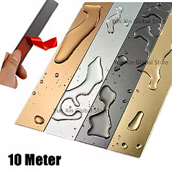 Ruban adhésif mural plat en acier inoxydable doré, 10 m, pour décoration de salon, miroirs, pour la maison~02012