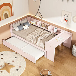 OKWISH Lit enfant 90x200 cm Lit combiné - Rose