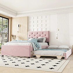 Avis WISHDOR Lit gigogne 90x200 cm Lit simple velours - Rose
