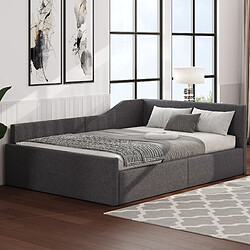 WISHDOR Lit gigogne 140x200 cm Lit coffre - Gris