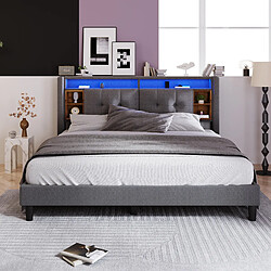 WISHDOR Lit déco 160x200 cm - Lit capitonné - Gris