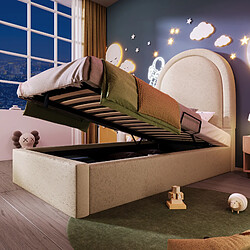 WISHDOR Lit coffre 90x200 cm Lit capitonné - Beige