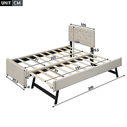 Acheter WISHDOR Lit gigogne 90x200 cm Lit simple pliable - Beige