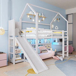 WISHDOR Lit mezzanine 90x200 cm Lit simple - Blanc