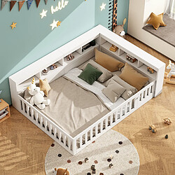 WISHDOR Lit bébé 140x190 cm Lit avec barrières - Blanc