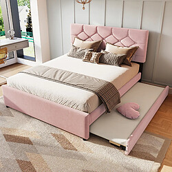 WISHDOR Lit gigogne 140x200 cm Lit rembourré - Rose