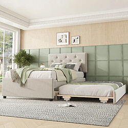 Avis WISHDOR Lit gigogne 90x200 cm Lit simple pliable - Beige