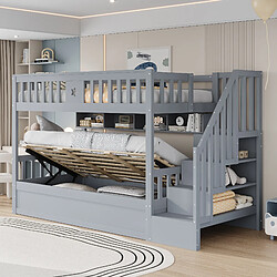 WISHDOR Lit superposé 90x200 cm Lit coffre - Gris