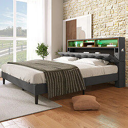 WISHDOR Lit déco 140x200 cm - Lit capitonné - Gris