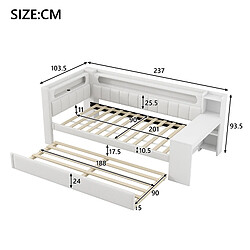 Acheter WISHDOR Lit gigogne 90x200 cm Lit déco - Blanc