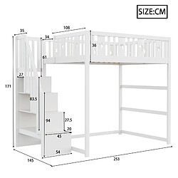 Acheter WISHDOR Lit mezzanine 140x200 cm Lit simple - Blanc