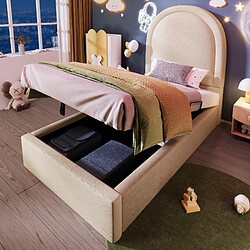 WISHDOR Lit coffre 90x200 cm Lit capitonné - Beige