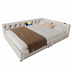 OKWISH Lit moderne 140x200 cm - Lit banquette - Beige pas cher